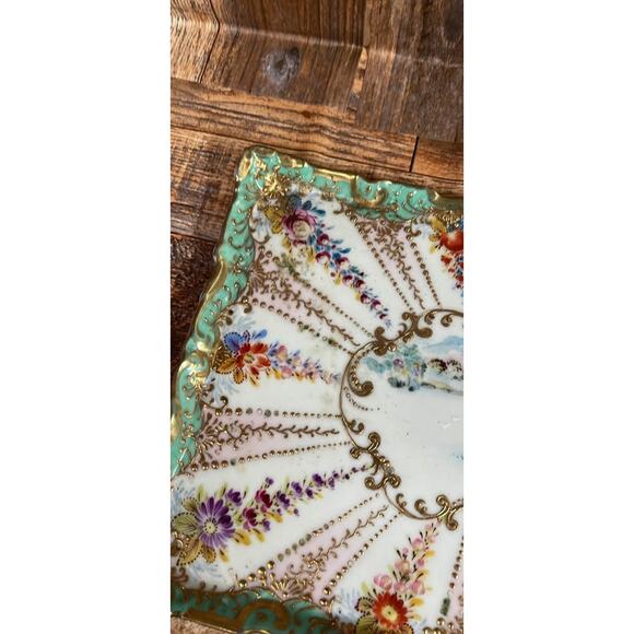 Vintage Platter Hand Painted Real Gold Trim Jewelry Home Decor Ceramic - Picture 2 of 6